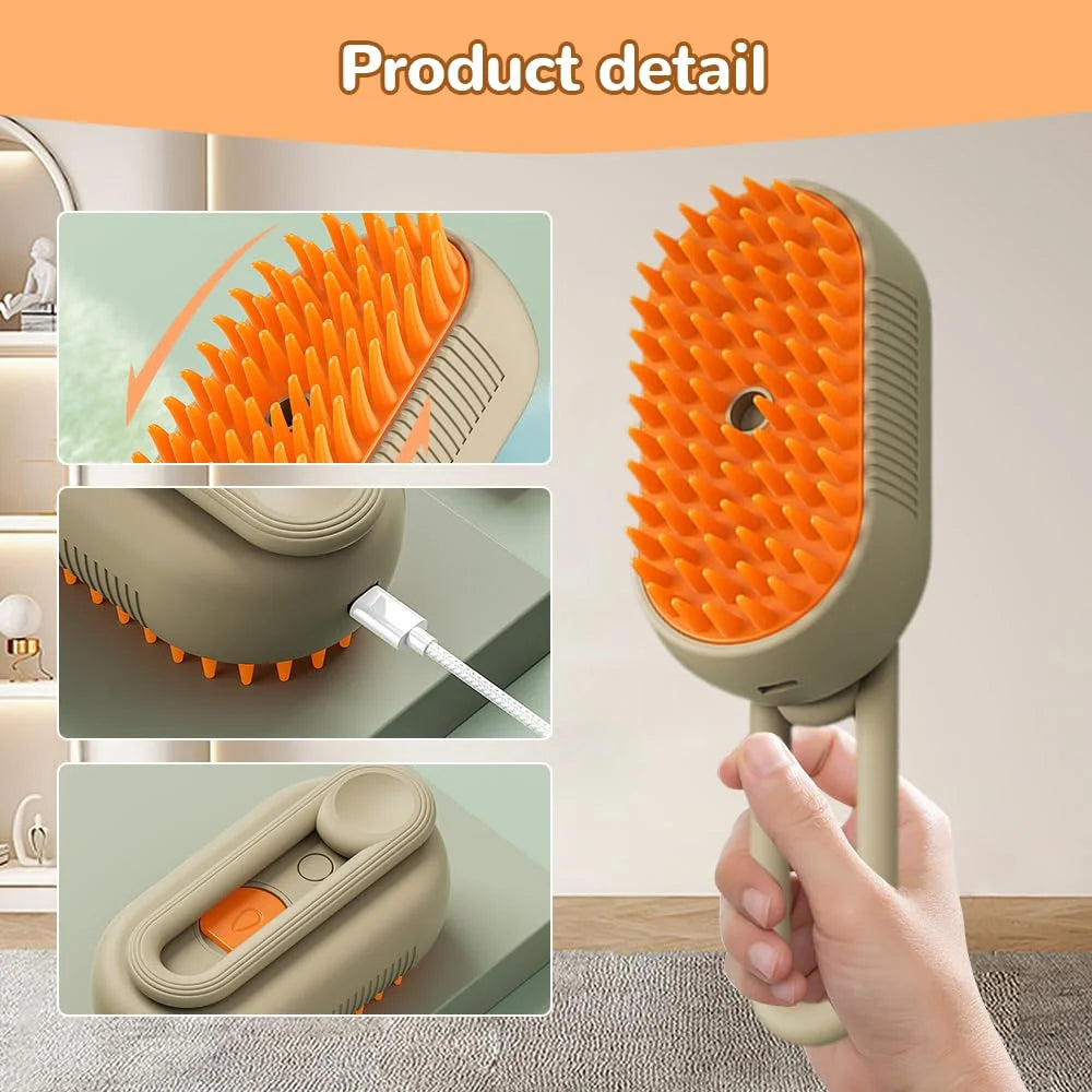 Revolutionary Pet Steam Brush & Spray Comb (Set of 2) - Effortless Deshedding & Shiny Coat for Cats & Dogs