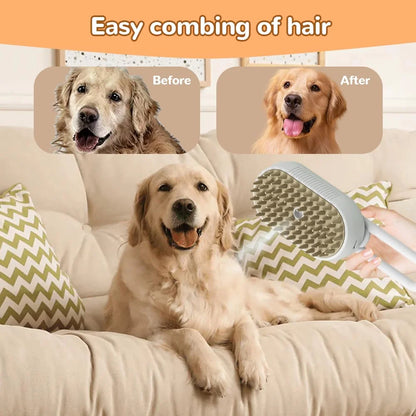 Revolutionary Pet Steam Brush & Spray Comb (Set of 2) - Effortless Deshedding & Shiny Coat for Cats & Dogs