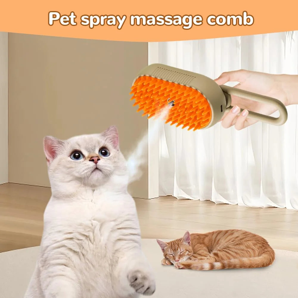 Revolutionary Pet Steam Brush & Spray Comb (Set of 2) - Effortless Deshedding & Shiny Coat for Cats & Dogs