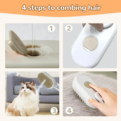 Revolutionary Pet Steam Brush & Spray Comb (Set of 2) - Effortless Deshedding & Shiny Coat for Cats & Dogs