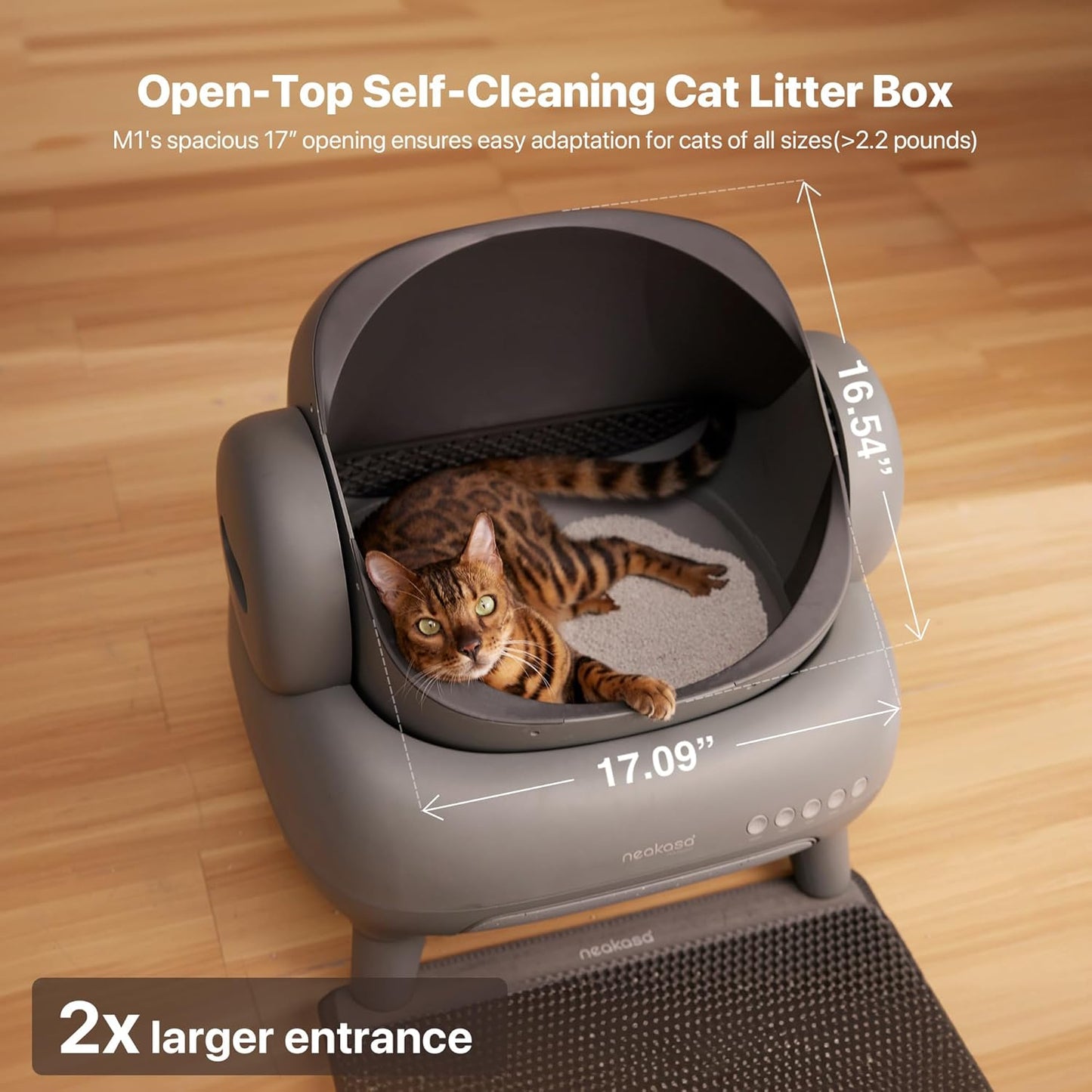 M1 Open-Top Self-Cleaning Cat Litter Box with App Control