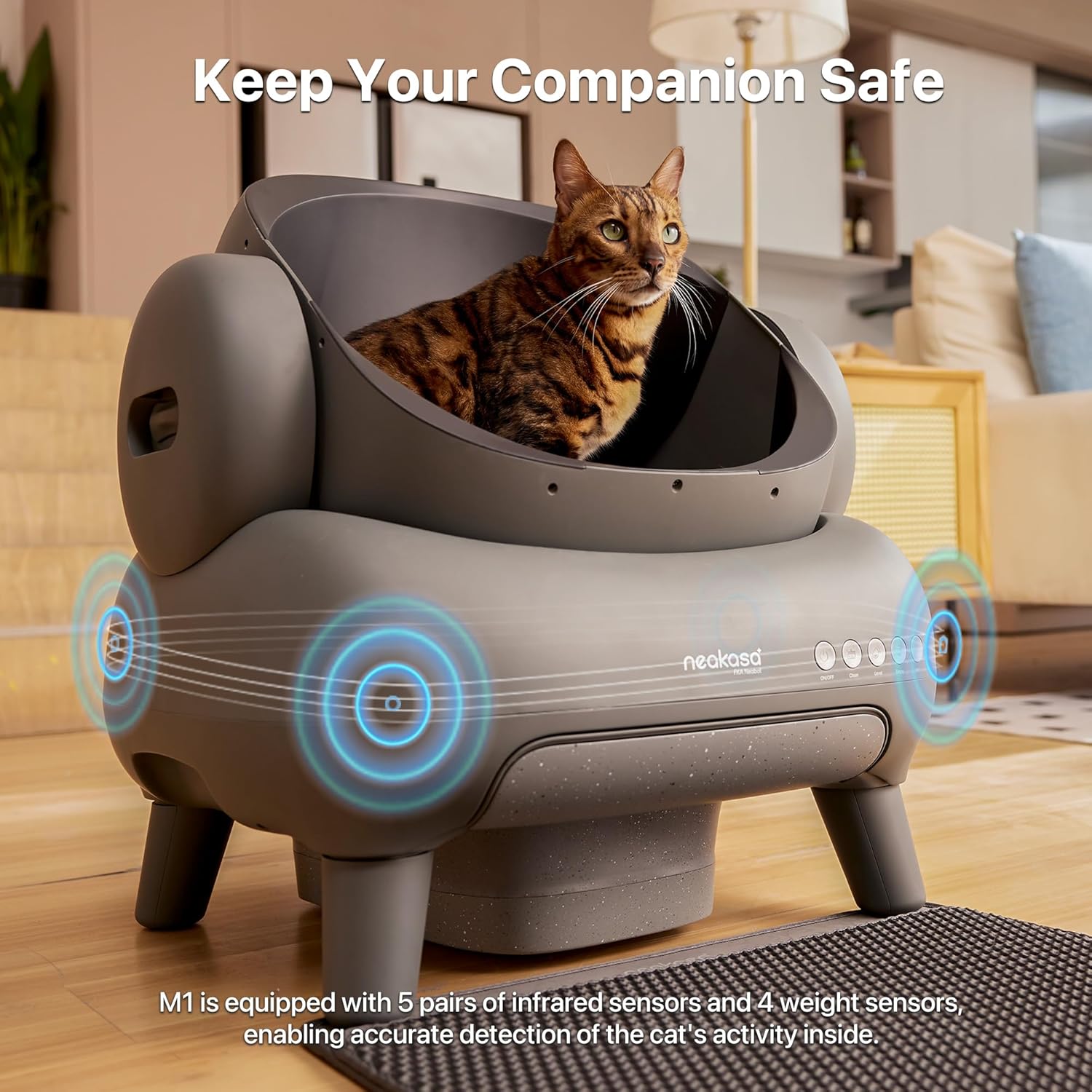 M1 Open-Top Self-Cleaning Cat Litter Box with App Control