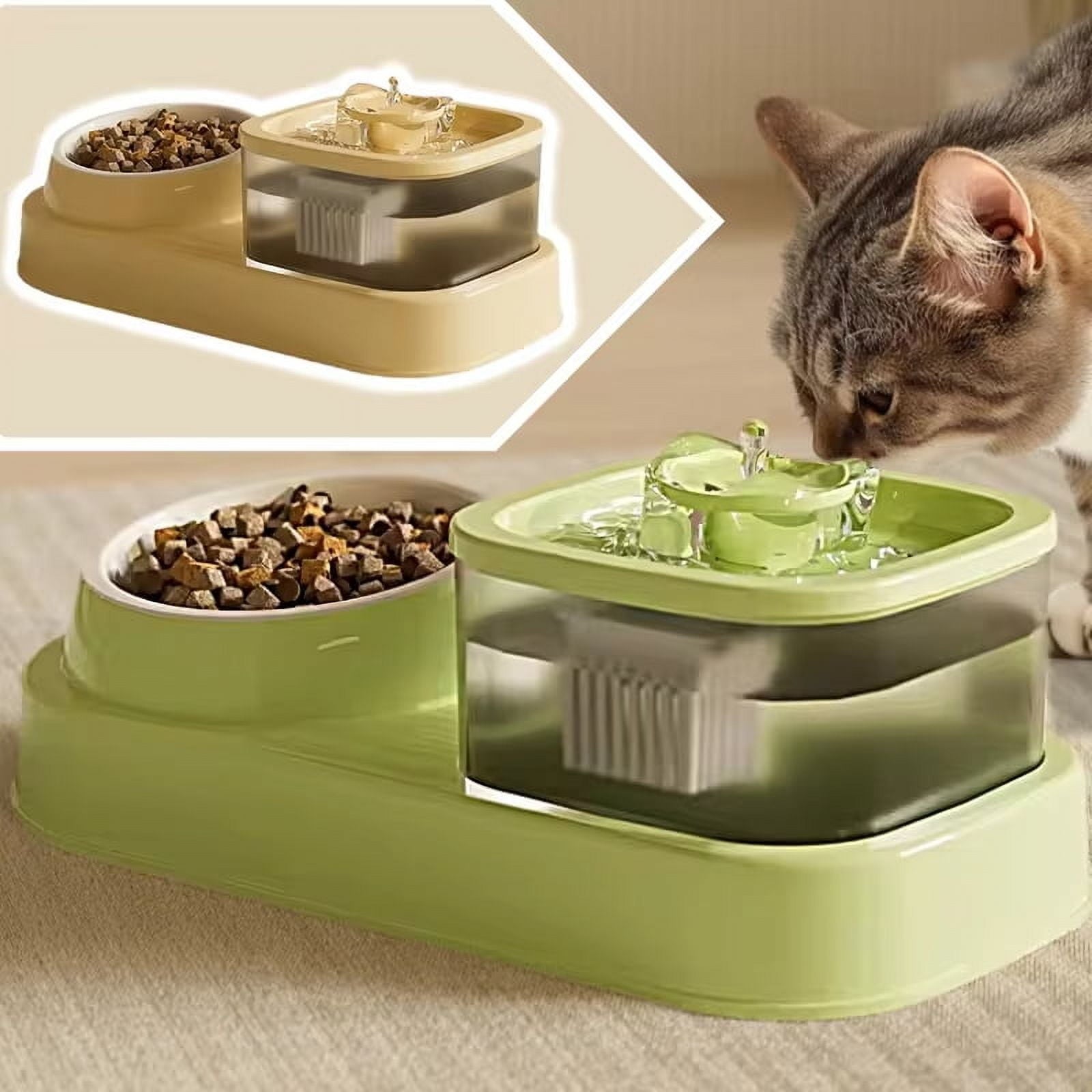 2-In-1 Recirculating Cat Water Fountain & Feeder

