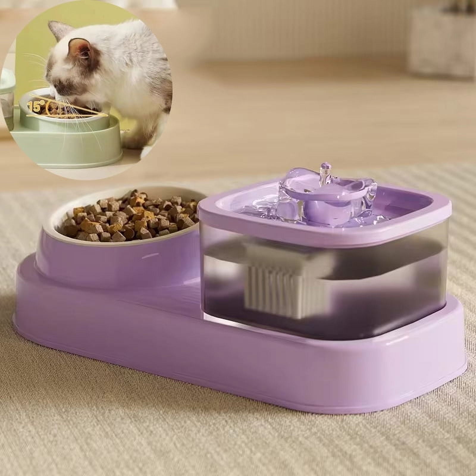 2-In-1 Recirculating Cat Water Fountain & Feeder

