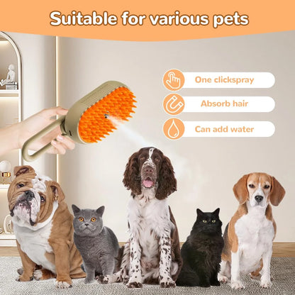 Revolutionary Pet Steam Brush & Spray Comb (Set of 2) - Effortless Deshedding & Shiny Coat for Cats & Dogs