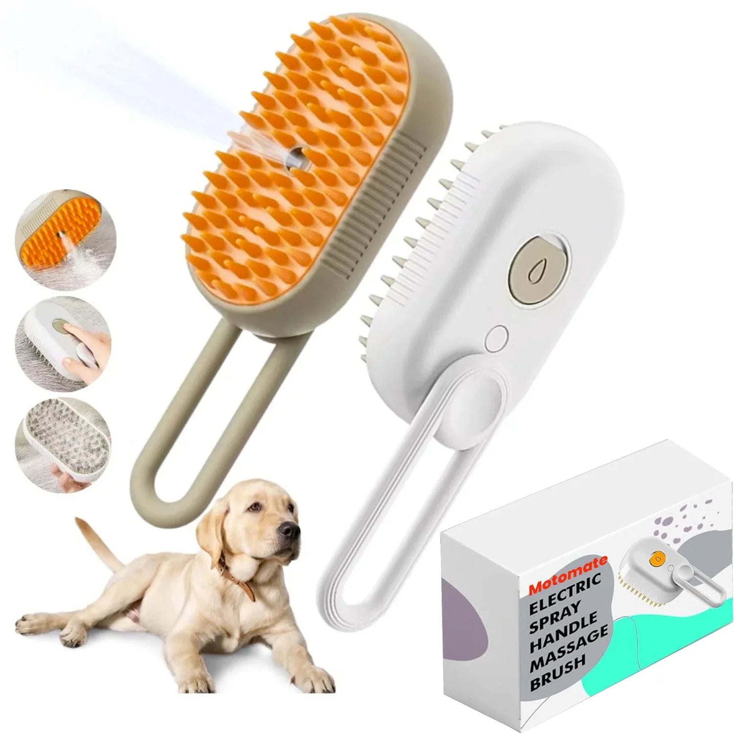 Revolutionary Pet Steam Brush & Spray Comb (Set of 2) - Effortless Deshedding & Shiny Coat for Cats & Dogs